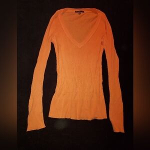 GAP Women's Long Sleeve V-Neck Top - Orange